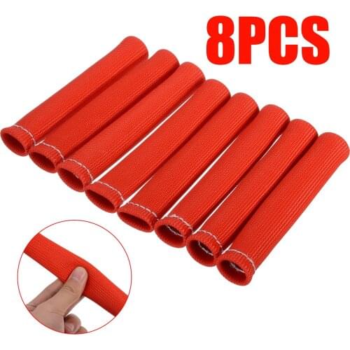 8pcs 1200F Spark Plug Wire Boot Heat Shield Protector Sleeve Resistant Glass Fiber SBC BBC 350 454 502 Engines