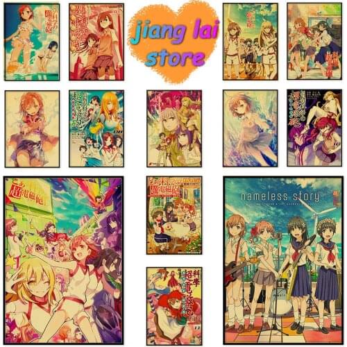 Anime Toaru Kagaku no Railgun T Poster Misaka Mikoto Retro Poster Painting Wall Art for Living Room Home Bedroom Wall Decor