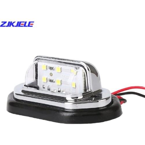 2 pcs 12V 24V 6 LED Car License Plate Truck Side Marker Warning Light Signal Tail Lamp for Boat Trailer SUV Caravan Waterproof