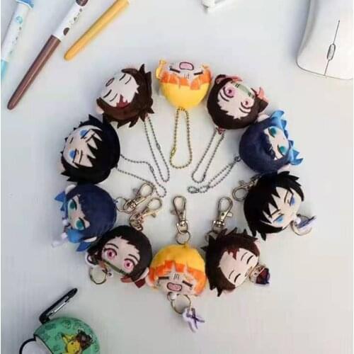 20/Lot Kimetsu no Yaiba Demon Slayer Nezuko Inosuke Tanjirou Nezuko Zenitsu 4CM Brooch Keychain Action Figures Toy