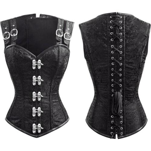 Bustier Corselet Bodice Women Steampunk Corset Tops Modeling Strap Steel Bone Floral Buckle Party Gothic Clothing