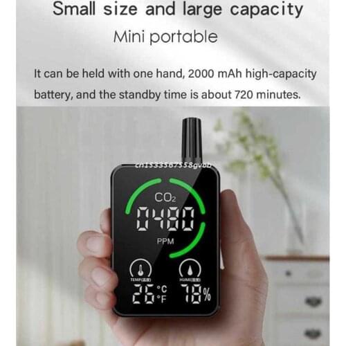 Carbon Dioxide CO2 Detector Monitor Meter Tester Sensor Temperature Humidity Indoor NDIR Air Quality IAQ Portable Dropship