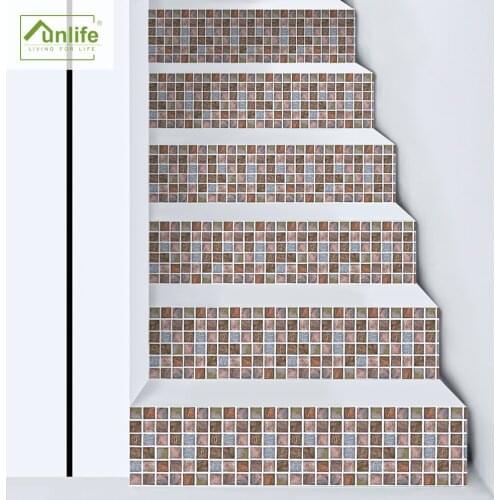 Funlife® Easy to Clean Mosaic Staircase Stickers Self-adhesive Home DIY Stairway Waterproof Removable Anti-Slip Floor Stickers