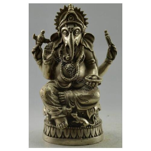 HOT SELL ---1009+++Collectible Decorated Old Handwork Tibet Silver India Wealth Elephant God StatuE