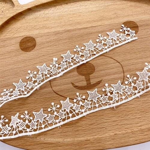 Star Lace Ribbon White Sewing Fabric For DIY Crafts Dress Clothing Home Decor Trim Needlework Accessories 2cm Wide 5yards/lot