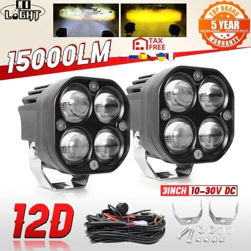 CO LIGHT 3 Inch 120W Square Led Work Light Bar 12V 24V For Car Yellow Fog Lamp 4x4 Off road Motorcycle Tractors Driving Lights