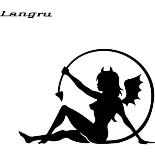 Langru 15.8cm*11.6cm Woman Devil Vinyl Car-Styling Stickers Decals Car Accessories Jdm