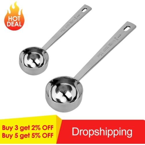 15ML/30ML Metal Measuring Spoon Coffee Scoop Thicken Stainless Steel Smooth long handle Tablespoon Milk Spoons Kitchen Bar Tools