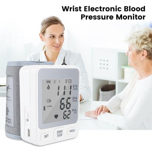 Medical Wrist Blood Pressure Monitor USB Rechargeable Electric LCD Color Screen Portable Sphygmomanometer Tonometer BP Monitor