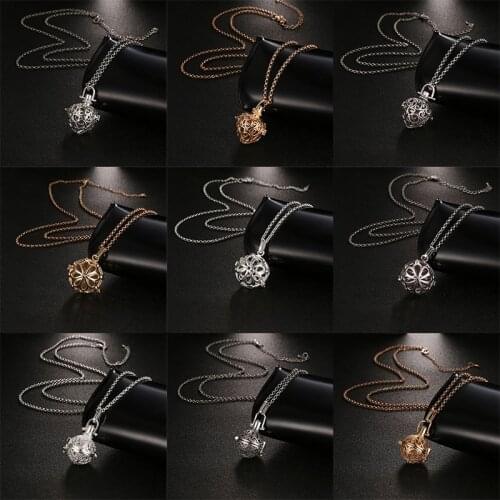 Mexico Chime Music Piano Ball Heart-Shaped Locket Necklace Vintage Pregnancy Aromatherapy Essential Oil Diffuser Pendant Jewelry