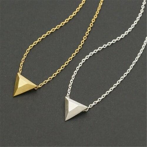 Fashion three pyramid pendant necklace three-dimensional tetrahedron geometry plated necklace for women