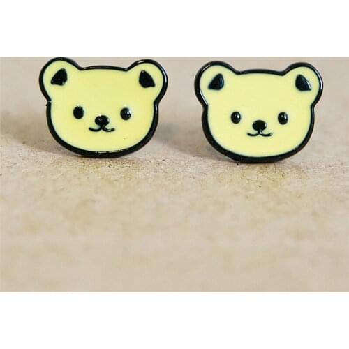 Yellow Bear Fashion Anime Cartoon Earring Cute Animal Stud Earrings For Women Girls Kids XMAS New Gift