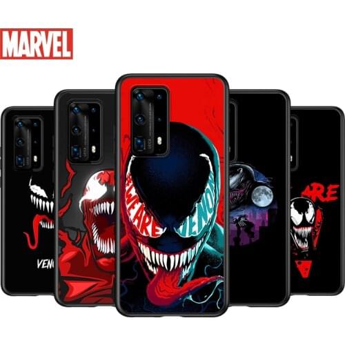 Soft TPU Cover Fashion Marvel Venom For Huawei P40 P30 P20 Pro P10 P9 P8 Lite RU E Mini Plus 2019 2017 Black Phone Case