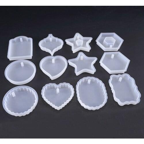 New 1PCS Big Pendants Craft DIY Transparent UV Stars Hearts Resin Liquid Silicone Combination Molds for Making Necklace Jewelry