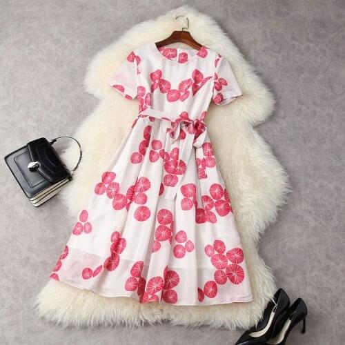 2021 New Womens Leisure Vacation Dresses Summer Crew Neck Short Sleeve Party Dress Superior Quality Spring Princess Flower Dress