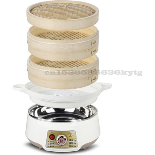 2-layer 8L bamboo weaving electric steamer 800W multi-function PP base steam pot power-off protection with Natural fragrance