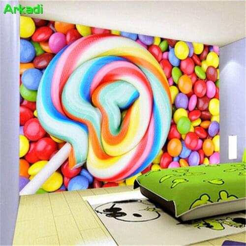 Customize any size colorful lollipop candy TV background wall decoration painting childrens room bedroom decoration mural