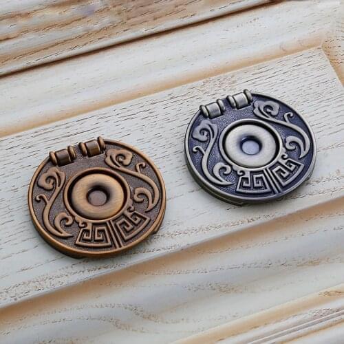 Surface Mounted Dark Turn Bronze Furniture Cabinet Handle Chinese Style Flip Coffee Door Handle Dark Buckle Hardware Flush Knobs