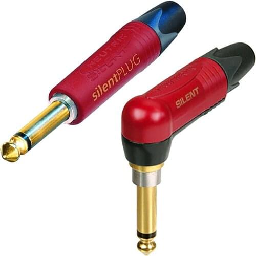 2 pcs Switzerland Neutrik NPR2X/NP2X-AU-SILENT 6.5mm angle 1/4" professional instrument (guitar) plug, gold plated contacts