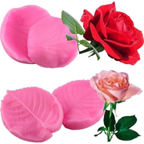 Rose Leaves Silicone Molds Flower Petals Chocolate Candy Making Polymer Clay Mold Cupcake Topper Fondant Cake Decorating Tools