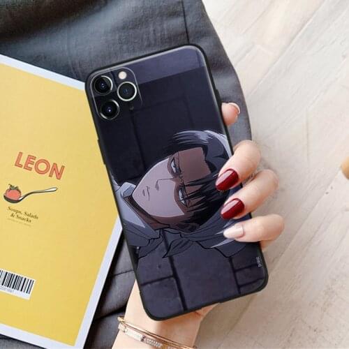 Anime attack on titan levi art silicone for iPhone Se 6 6s 7 8 Plus X XR XS 11 12 Mini Pro Max glass TPU phone case cover shell