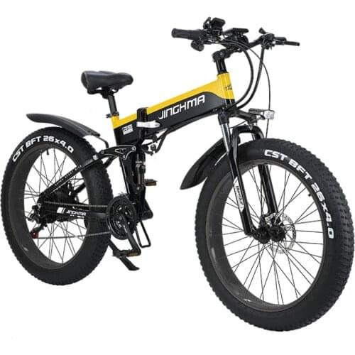 26 Inch Mountain Electric Bike Adults Foldable Two Wheels Bicycles 4.0 Wide Tires Off Road Electric ebike Bicycle 12.8A 48V 500W