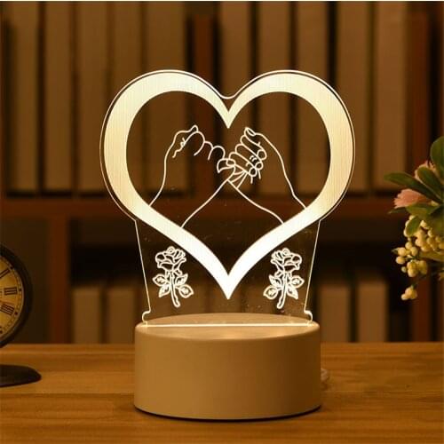 Roll over image to zoom in LED Night Light Love Heart Shaped Night Lamp Office Table Decor Gifts for Woman Girls Home Ornaments
