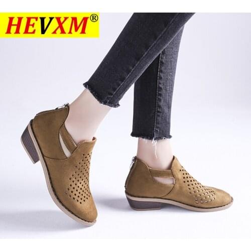 2020 Women Fashion Ladies Round Toe Pumps Flock Shallow Shoes Loafers Square Heel Hollow Out Casual Shoes Spring Women Pumps