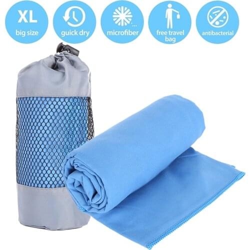 Outdoor Quick-Dry Bath Towel Ultra Absorbent Beach Towel 130*80cm Outdoor Sports Sweat Towels With Net Bag 3 Colors