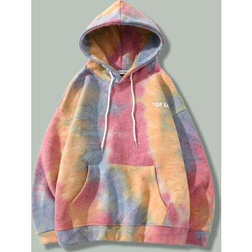 Hip Hop Thicken Tie Dye Hooded Pullover Men Harajuku Camouflage Streetwear Hoodies 2021Winter Couple Oversized Hoodie Sweatshirt