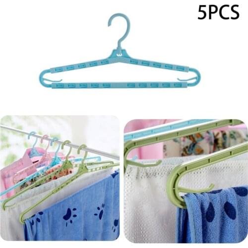 5PCS Blue Retractable Clothes Hanger With Windproof Clips Bathroom Kitchen Cabinet Cupboard Rack For Clothes Towel