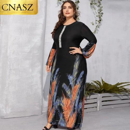 Robe Femme Hiver 2021 Free Shipping Women Dress Plus Size Vestido Dresses For Women O Neck Long Sleeve Printed Maxi Sundress