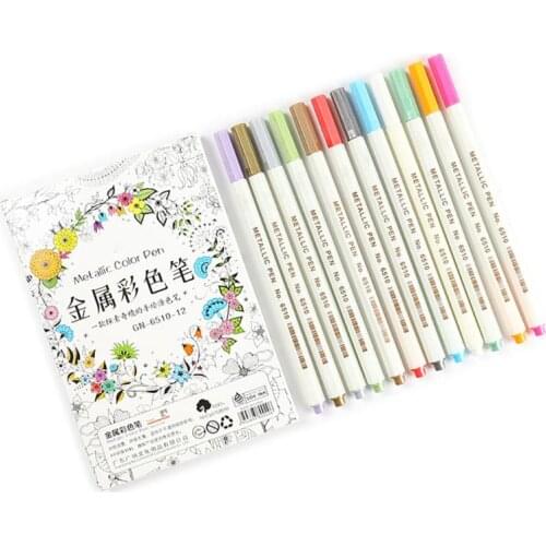 10/12/15/20/30 Colors Metallic Micron Pen Detailed Metal Paint Maker DIY Album Paper Drawing School Art Supplies