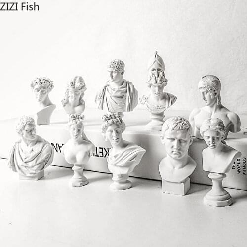 Creative Nordic Resin Human head Sculpture Imitation plaster Decorative ornaments Mini Greek mythology David Desktop crafts