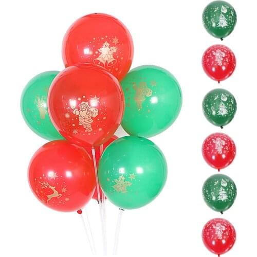 10 Pcs Christmas Decoration Latex Balloon 10 Inch Red Green Printed Balloon Santa Snowman Party Decoration Balloon