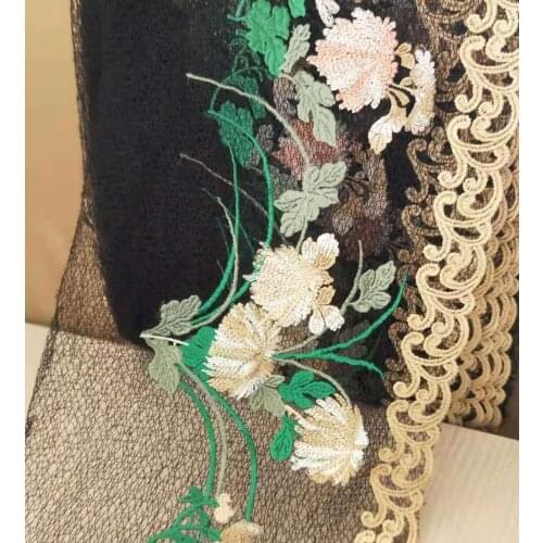 2 Colors 2 Yards Lace Trim Flower Embroidered Tulle Lace 7 Inches Wide