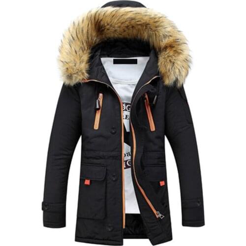 2019 New Casual Big Fur Collar Waterproof Winter Jacket Men