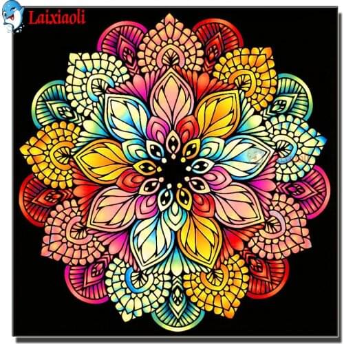 5D Diamond Painting Mandala Diamond Embroidery 100% full Rhinestone DIY Cross Stitch Diamond Manual Mosaic color flower handmade