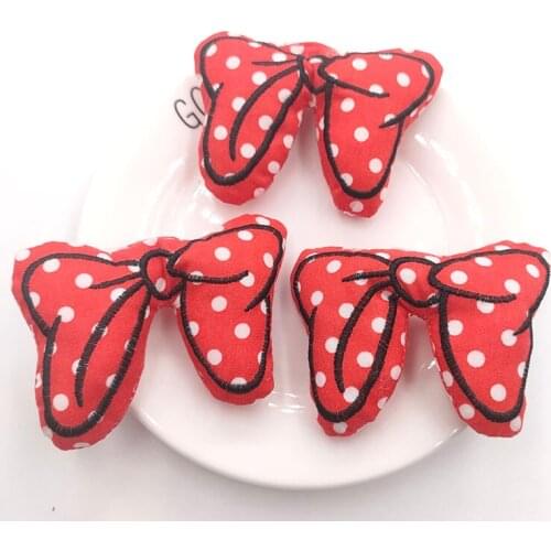 6PCS/lot polka dot bowknot Padded Applique Crafts for Garment Accessories And Girl Hair clip Decoration