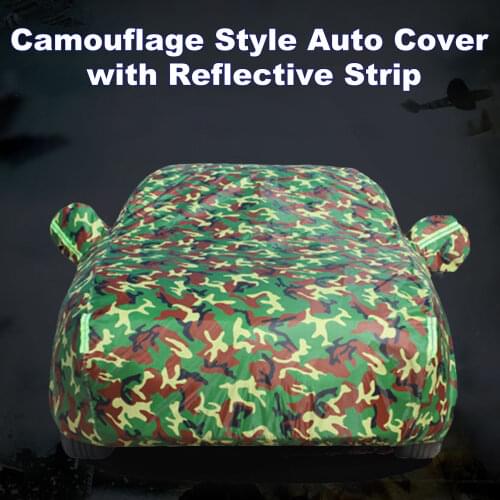 Car Cover Protection Full Covers with Reflective Strip Camouflage Style Auto Cover Sunscreen Protection Dustproof&Waterproof UV