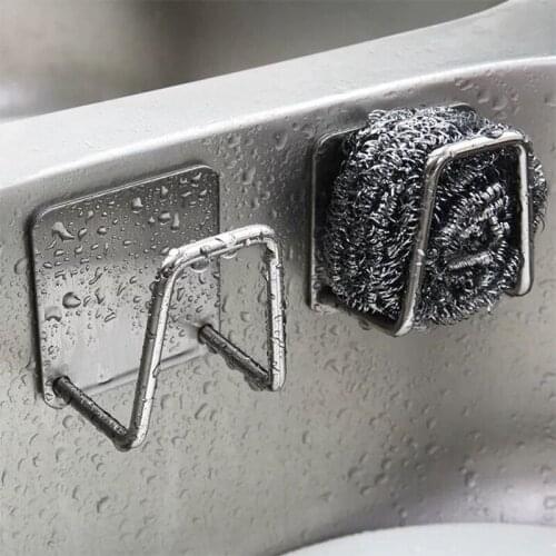 Stainless Steel Sponge Holder Drain Rack Cleaning Cloth Shelf Dish Drainer Storage Holder Sink Rack Organizer for Kitchen