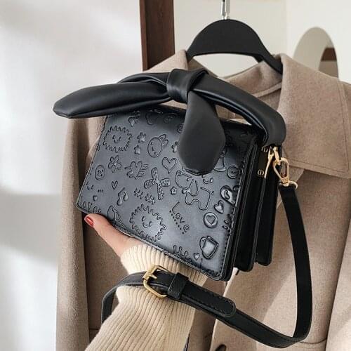 Printing Designer Leather Tote Small Crossbody Bag 2021 Fashion New High-quality Lady Black Vintage Bow women Shoulder Handbag