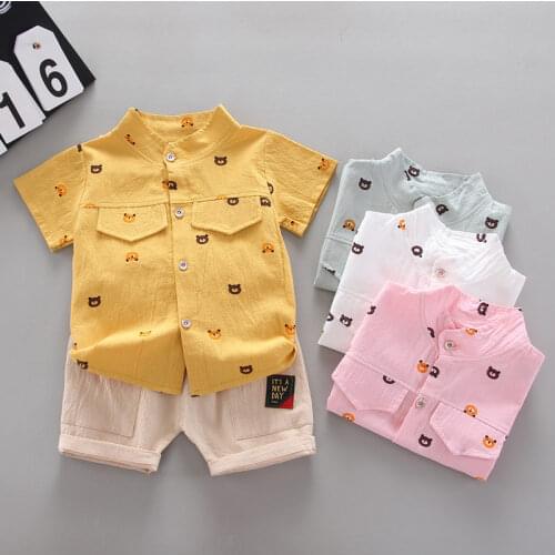 Children Cotton Out New Summer Clothes Baby Boy Cartoon Printed bear T Shirts Shorts 2Pcs/sets Infant Kids Toddler Tracksuits