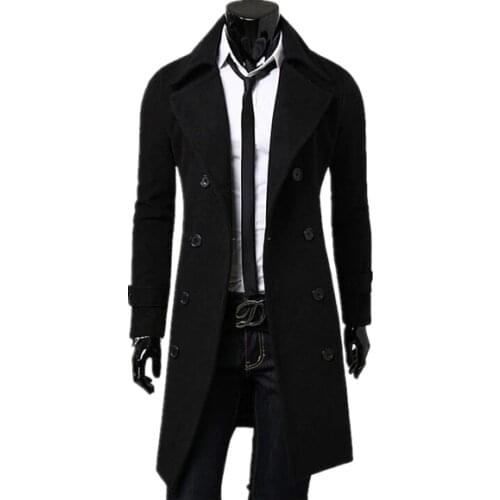 2016 Hot Sale New Fashion trench coat men Long Coat Suit Men Wool Coat Men Overcoat Outerwear