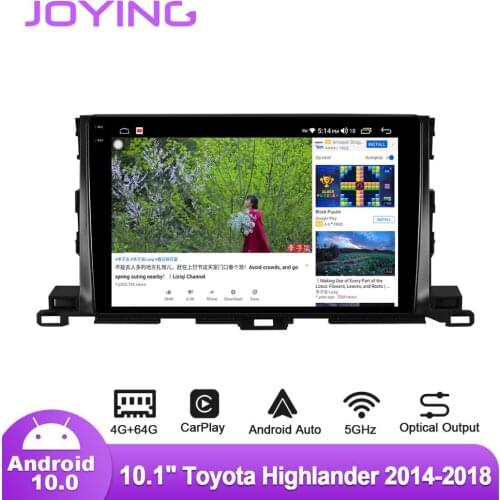 Joying 10.1inch Android10 Car Radio for Toyota Highlander/Kluger 2015-2018 GPS SPDIF Subwoofer DVR DSP Carplay 5GWIFI Bluetooth