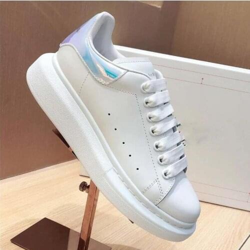 Womens Mens Mc.Queen White Leather Platform Sneakers Flat Casual Party Wedding Shoes Suede Sports Sneaker Size 34-41