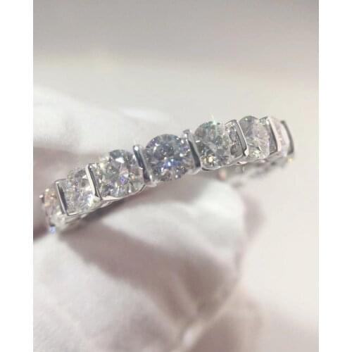 VVS D color 18K white gold Au750 round moissanite 1.6 carats whole body ring bar ring female ring