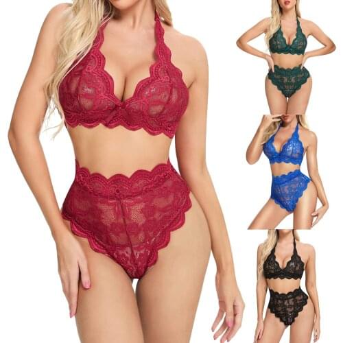 Women Porn Lingerie Set Female Lenceria Sensual Mujer Hollow Out Babydoll Underwear See Through Lace Erotic Costumes Xma Gift
