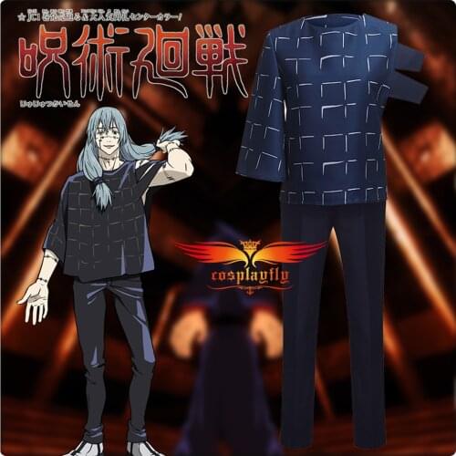 Anime Jujutsu Kaisen Mahito Cosplay Costume Adult Men Women Outfits Navy Blue Clothes asymmetric Top Pants Halloween Cos