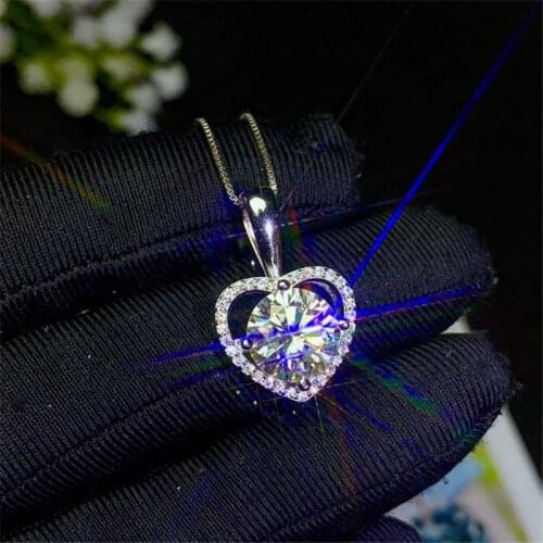 Moissanite Pendant 0.5CT 1CT 2CT 3CT VVS Lab Diamond Necklace Fine Jewelry for Women Engagement Gift Real 925 Sterling Silver